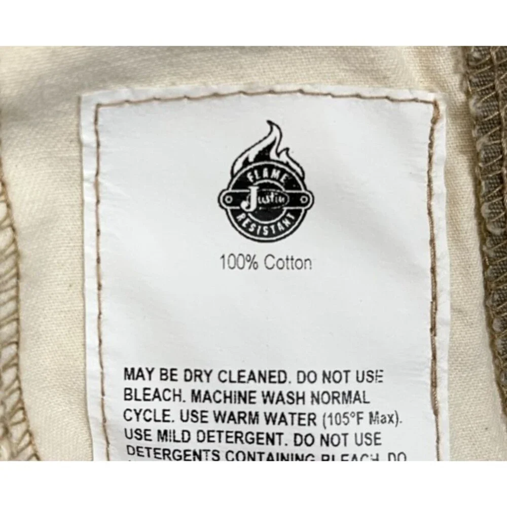 Justin FR Work Pants Men's 33x35 CAT 2 Beige Ripstop Straight Utility Workwear